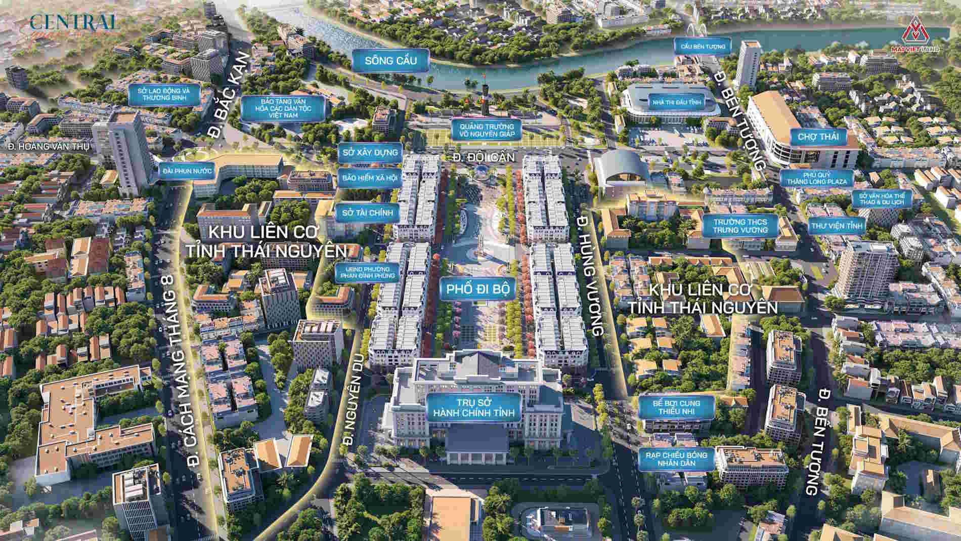 Phối cảnh dự án Central Square Thái Nguyên từ trên cao.
